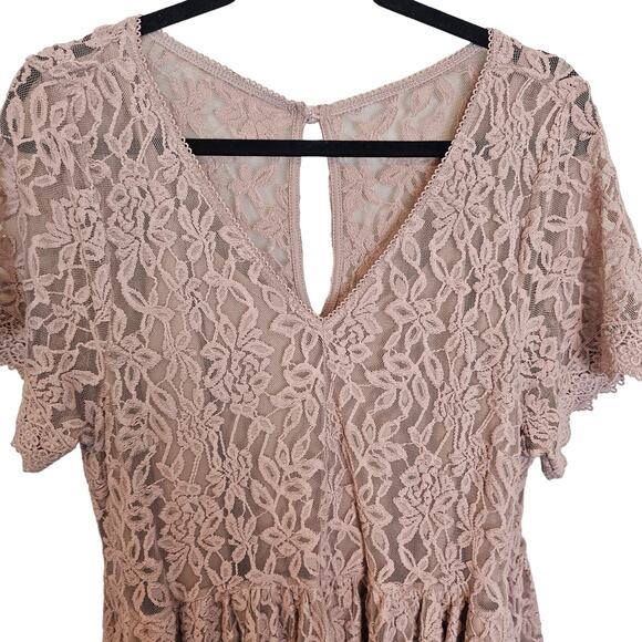 Torrid Dress Lace Dress Skater Dress Knee Length Dress V Neck Dress 2X Pink - Picture 2 of 11
